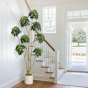 Artificial Umbrella Tree, Large Faux Plants Like Real with Trunk Made of Natural Wood for Living Room, Bedroom, Office, Garden - 1 of 4
