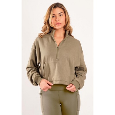 90 Degree By Reflex - Women's Half Zip Pullover Top with Clinched Hem