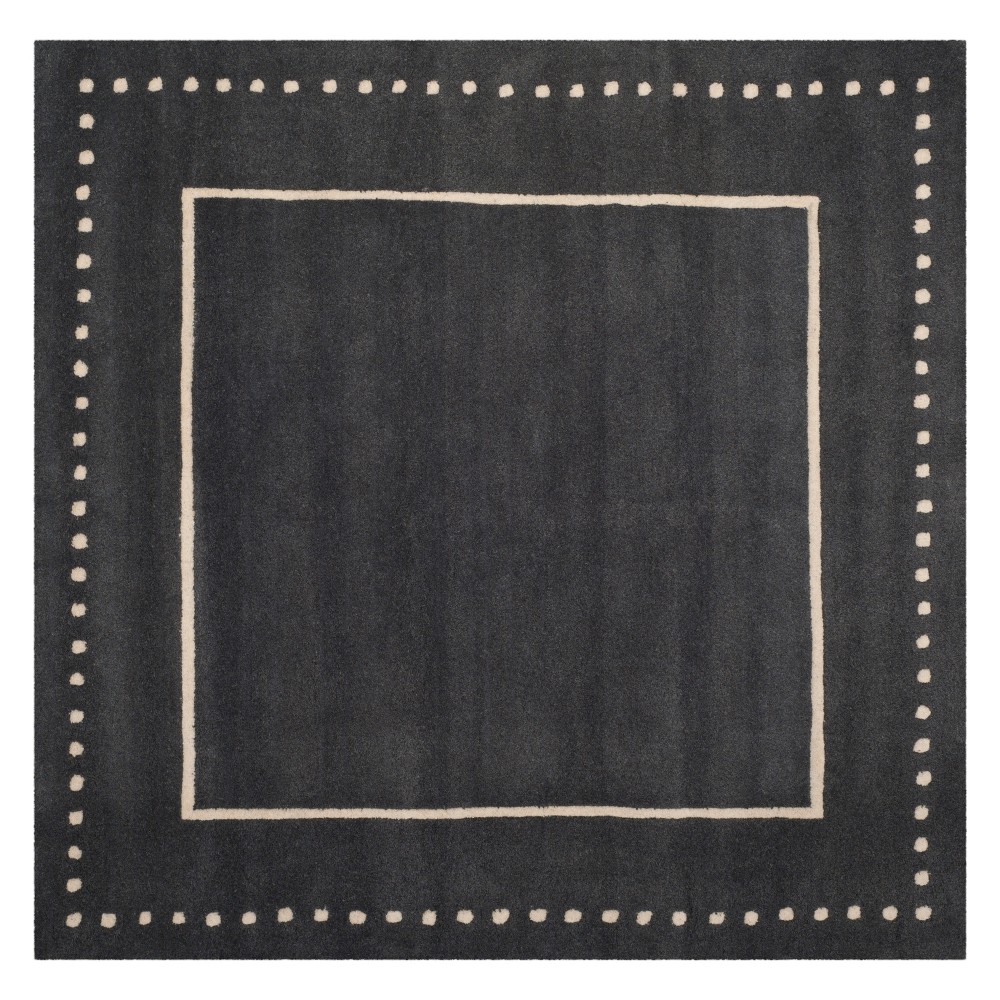 5'x5' Solid Square Area Rug Dark Gray/Ivory - Safavieh