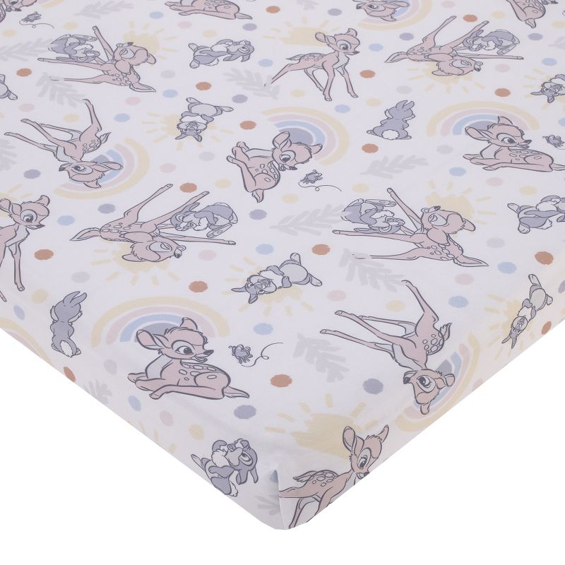 Disney B is for Bambi Tan, Gray, and White Nursery Fitted Mini Crib Sheet, 1 of 5