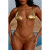 Moda Minx Feels Like Destiny 'Halo' Gold Metallic Double Strap Triangle Bikini Top - 4 of 4