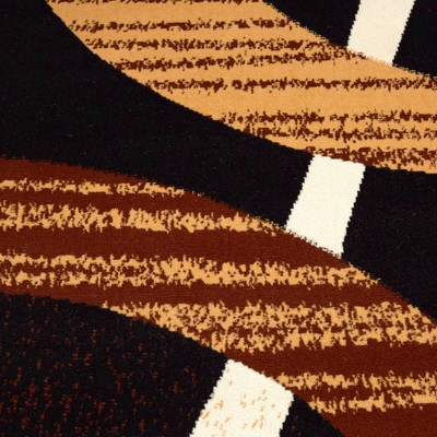 Ebony and Brown Geometric 8' x 10' Synthetic Area Rug