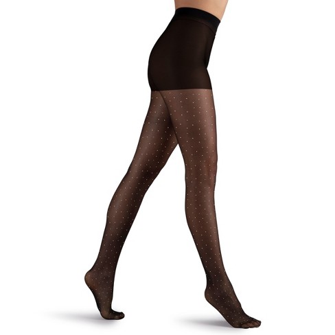 LECHERY Women's Mini Dot Tights (1 Pair) - L/Xl, Black