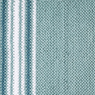 Aiden Aqua and White Microfiber Chenille Bath Runner
