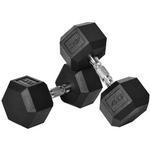 Soozier Hex Rubber Free Weight Dumbbells Set in Pair with Steel Handles 12lbs/Single Hand Weight for Strength Workout Training - 1 of 4