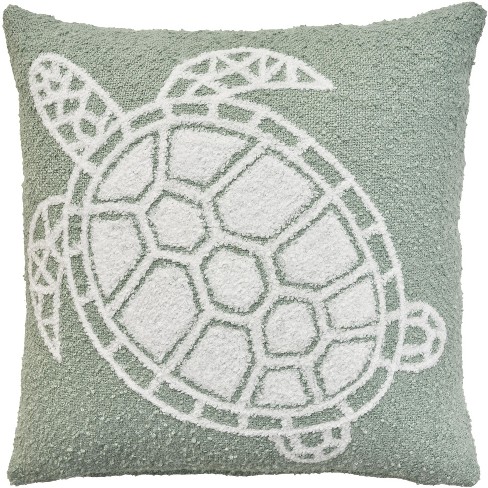 Mina Victory Towel Embroidered Sea Turtle 18" x 18" Indoor Outdoor Throw Pillow - image 1 of 4