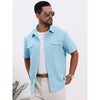 INSPIRE CHIC Men's Short Sleeves Chest Pockets Summer Beach Button Down Linen Shirts - 4 of 4