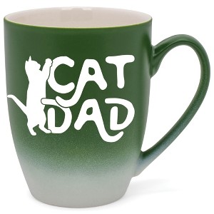 Elanze Designs Cat Dad Two Toned Ombre Matte Green and White 12 ounce Ceramic Stoneware Coffee Cup Mug - 1 of 4