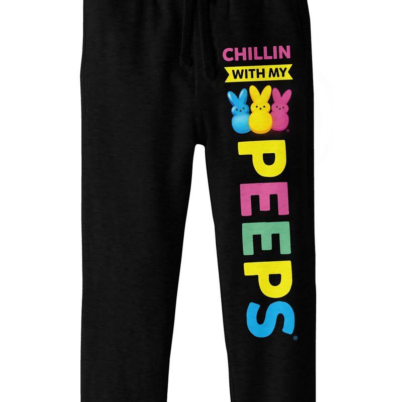 Bioworld Peeps "Chillin' With My Peeps" Youth Black Jogger Pants, 2 of 3