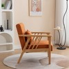 SEYNAR Mid Century Boucle Uplostered Soild Wood Accent Armchair with Pillow - 3 of 4
