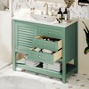 Akoasm 36 Inch Tall Bathroom Vanity Storage Cabinet With Drawers,Doors,Solid Wood Feet(With Undermount Sink)-Green - 4 of 4
