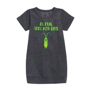 - SpongeBob SquarePants - Plankton One Percent Evil Graphic Short Sleeve Fleece Dress - 1 of 4
