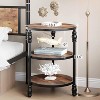 Homhougo End Table 3-Tier Round Side Table Living Room Accent Table with Storage Shelf and Metal Industrial Wood Bed Side Table/Night Stand, Brown - 2 of 4