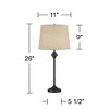 360 Lighting Lynn 26" Tall Skinny Buffet Modern Table Lamps Set of 2 Black Finish Metal Burlap Linen Shade Living Room Bedroom Bedside Nightstand - image 4 of 4