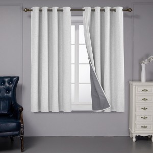 Deconovo Faux Linen Total Blackout with Coating Curtains (2 Panel) - 1 of 4