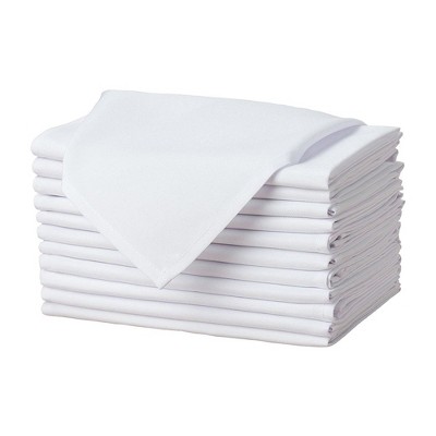 White Heavy Duty Washable Polyester Cloth Napkins, 17 x 17 Inch, Set of 12