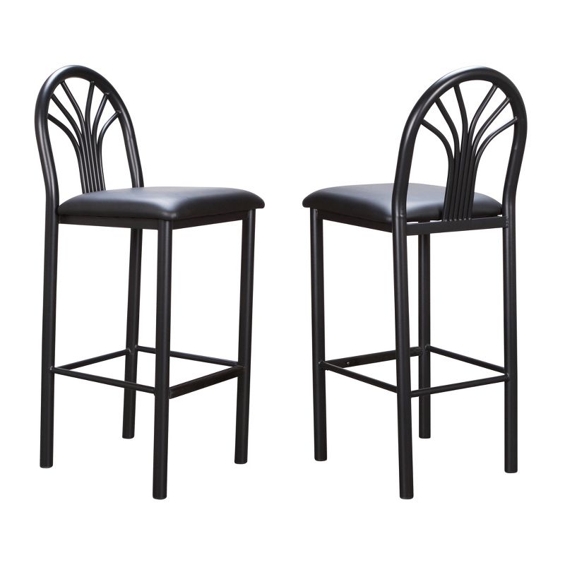 Set of 2 Thayer Faux Leather Padded Seat Barstool Black - Linon, 1 of 14