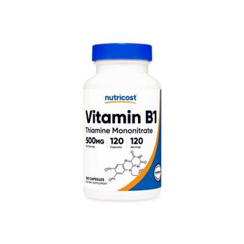 Nutricost Vitamin B1 (Thiamine) Capsules (120 Capsules / 500 mg Vitamin B1 as Thiamine Mononitrate Per Serving) | Water Soluble Vitamin B1 Supplement - Non-GMO, Gluten Free