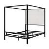 Polibi Canopy Bed with Upholstered Linen Headboard - 3 of 4