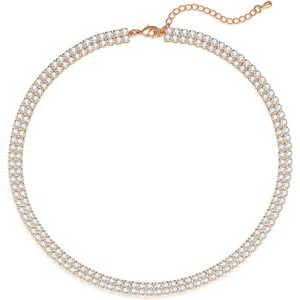 14K Gold Plated Tennis Necklace - 3mm Butterfly Rhinestone Choker for Women - 1 of 4