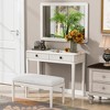 Modern dressing table with mirror, adult vanity set with stool, family office desk, 2 large drawers,White As shown one size - 2 of 4