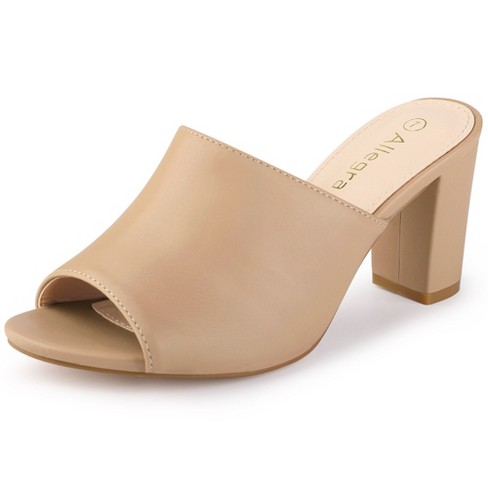 Nude heel outlet slides