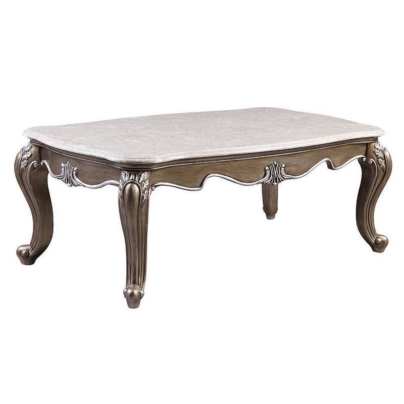 54&#34; Elozzol Coffee Table Marble and Antique Bronze Finish - Acme Furniture, 5 of 7