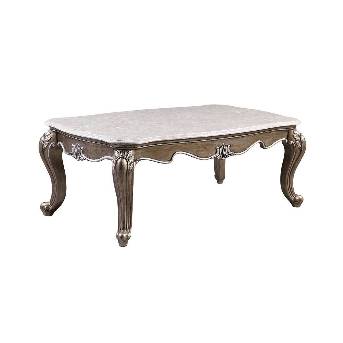 54" Elozzol Coffee Table: Queen Anne Legs, Shell Carved, No Assembly - Acme Furniture