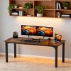 70.9" Rustic Industrial Computer Desk with Sturdy Steel Frame, Large Writing Table for Home Office or Study -3irtyhousy - 2 of 4