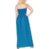 LA LEELA Women's House Daily Routine Evening Wear Solid Smocked Top Maxi Slit Dress Casual Strapless Tube Dresses for Women - 4 of 4