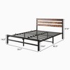Queen Size Platform Bed Frame with Rustic Vintage Wood Headboard, Strong Metal Slats Support Mattress Foundation, No Box Spring Needed Rustic Brown - 3 of 3