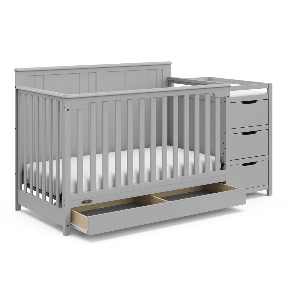 Photos - Kids Furniture Graco Hadley 5-in-1 Convertible Crib and Changer with Drawer - Pebble Gray 