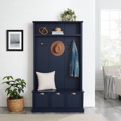 Ellison Hall Tree Navy - Crosley: Bench with Storage, Coat Hooks, Seating Area