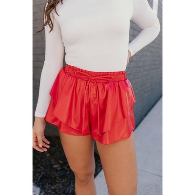 Women's Kali Faux Leather Ruffle Skort - Les Soeurs