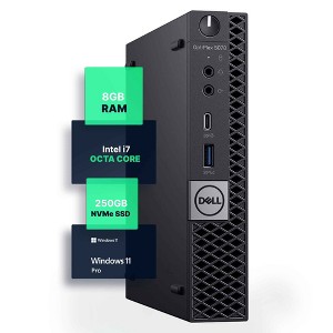 Refurbished Dell OptiPlex 5070 Micro Computer-Octa Core Intel i7 (2.0)-8GB DDR4 RAM-250GB NVMe-Windows 11 Pro-Manufacturer Refurbished - 1 of 4