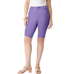 Roaman's Women's Plus Size Classic Stretch Bermuda Short - 1 of 2