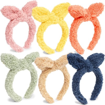 Zodaca 6 Pack Fur Headbands for Women, Fluffy Hairband w/ Bowknot for Parties 8 x 5.4 x 0.7"