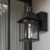 DORESshop 1-Light Black Dusk to Dawn Motion Sensor Outdoor Wall Lantern Sconce with Clear Glass and Built-In GFCI and USB Outlets - 3 of 4