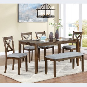 Lyngins 6-Piece Modern Wooden Dining Table Set for 6 People– Rectangular Table, 4 Upholstered Armless Chairs & Bench, for Living Room/Kitchen - 1 of 4