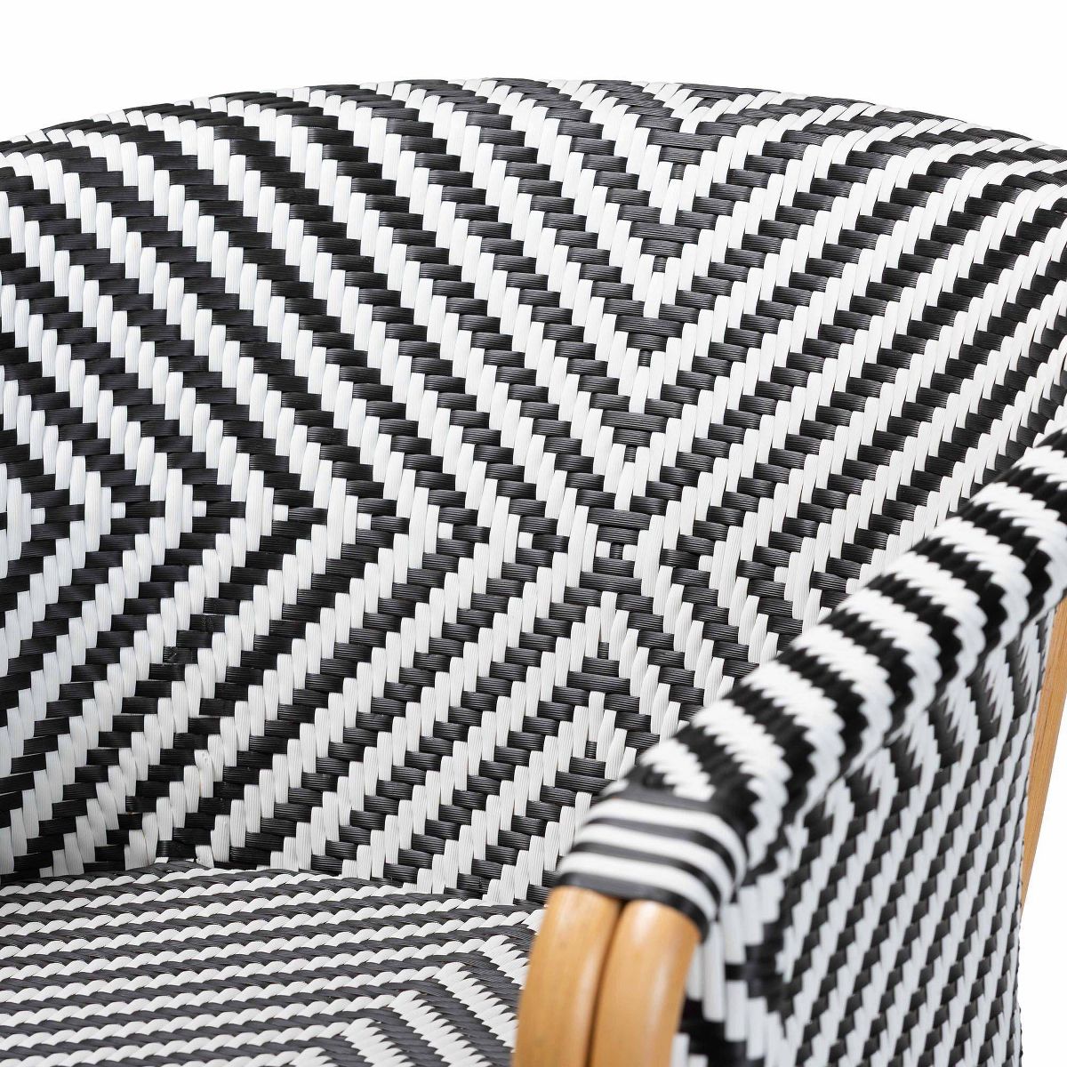 bali & pari Max Rattan 2-Piece Armchair Set with Sloping Arms Natural Brown/Black/White - thumbnail 4