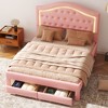 TiramisuBest Queen Size Upholstered Platform Bed with Tufted Headboard, LED and 2 Drawers - 2 of 4
