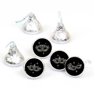 Big Dot of Happiness Masquerade - Carnival Mask Party Round Candy Sticker Favors - Labels Fits Chocolate Candy (1 sheet of 108)