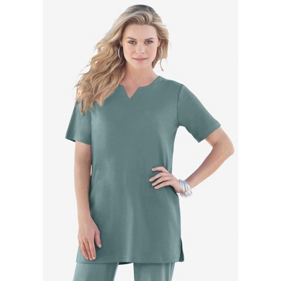 Roaman's Women's Plus Size Notch Neck Soft Knit Tunic