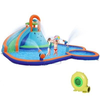 VisioGear Inflatable Bounce House, Kids Inflatable Water Slide, 4-in-1 Bounce House, Water Park Jumping Castle, Multicolor, 212.6*200.8*100.4