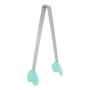 Unique Bargains Stainless Steel Silicone Tips Heart Shape Food Tongs - 1 of 4