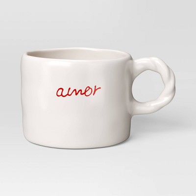 13 fl oz Stoneware Organic Amor with Heart Decal Inside of Mug - Threshold™