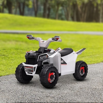 White 6V Kids ATV Quad Car with Wear-Resistant Wheels