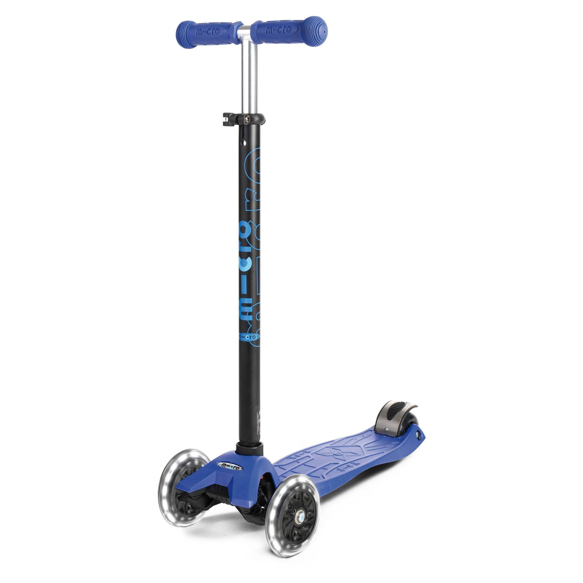 Micro Kickboard Maxi Kick Kids' Scooter with LED Lights - Blue: Adjustable Handlebar, 3 Wheels