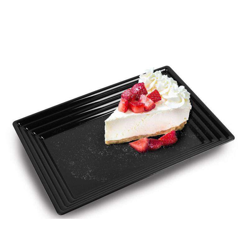 Smarty Had A Party 9" x 13" Black Rectangular with Groove Rim Plastic Serving Trays (24 Trays), 3 of 4