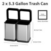 2×5.3 Gallon (20L) Dual Compartment Open Top Trash Can, Fingerprint Proof Brushed Stainless Steel, Anti-Slip Base, Garbage Bag Fixing Holes, Silver - 2 of 4